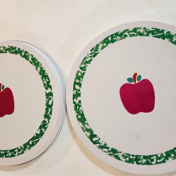 Stove Top Burner Covers (4) Red Apple on White Background with Green Trim - Picture 8 of 8